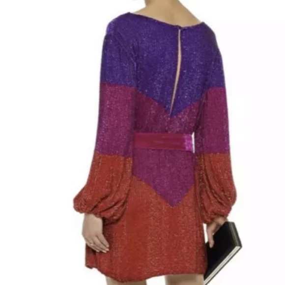 Retrofete Grace Velvet-trimmed Sequined Multicolor Cocktail Dress SZ S NWT $795 - Picture 4 of 6